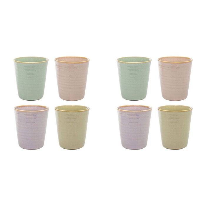2x 4pc Ecology Stoneware Ottawa Latte Cup 250ml Midday, Ginko, Pink Salt, Iris