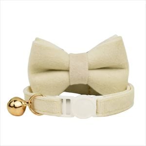 Anypet Small Cat Collar Off White Bow with Bell and Durable Safety Buckle