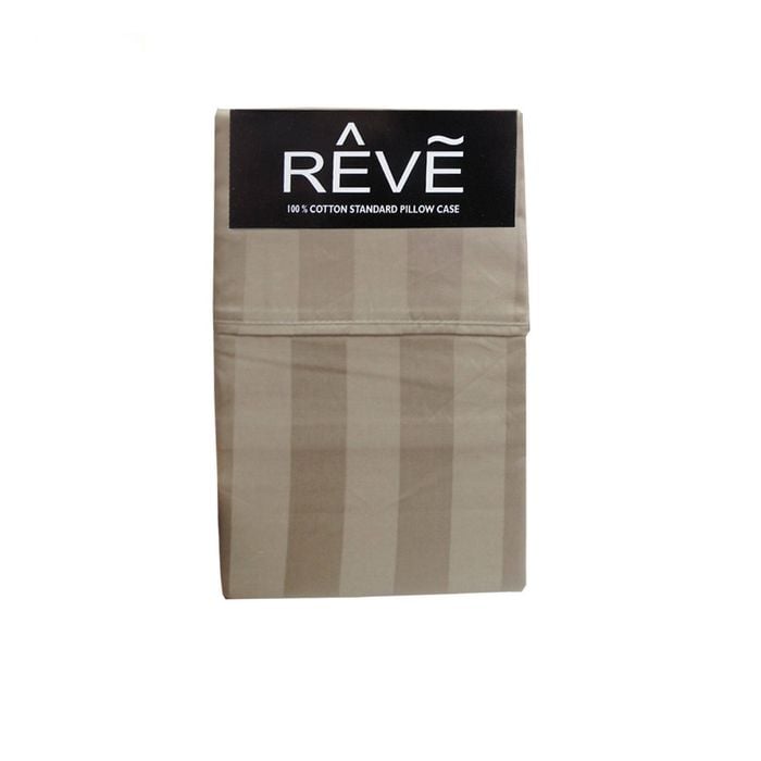 Bloomington Pair of Reve 100% Cotton Standard Pillowcases 48 x 74 cm Wide Stripe Taupe