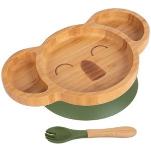Tiny Dining Bamboo Koala Baby Weaning Plate & Fork Set