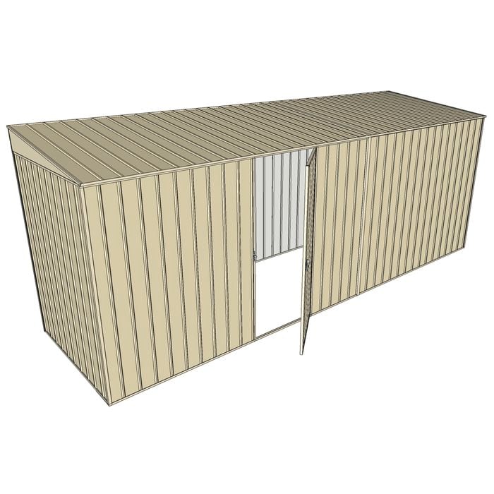 Build-a-Shed 1.5 x 5.2 x 2m Single Hinged Side Door Skillion Shed - Cream