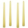 4x Tapered Dinner  Unscented Taper Wedding Candle 25cm in Metallic Gold