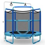 Costway 143-163cm Game Trampoline w/Enclosure Net Spring Pad Rebounder