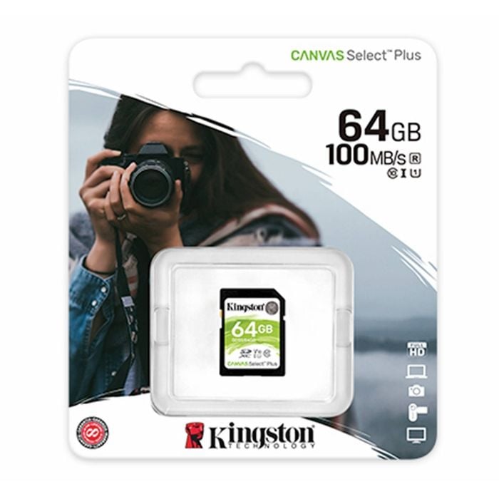 Kingston Canvas Select Plus 64gb Sd Card Class 10 Sdxc Uhs-i Camera Hd Video Memory Card 100mb/s