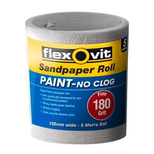 Flexovit 180 Grit Sandpaper Roll for Painted Surfaces 115mm x 5m