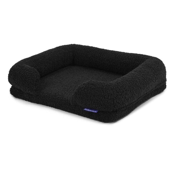 Charlie's  Teddy Fleece Orthopedic Memory Foam Sofa Dog Bed with Bolster - Charcoal - Medium