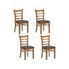 Linaria Dining Chair Set of 4 Crossback Solid Rubber Wood Fabric Seat - Walnut