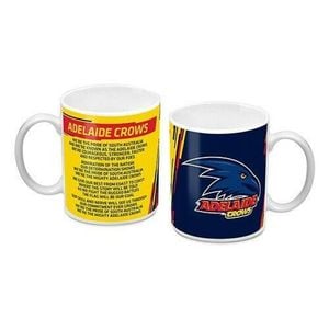 Afl Coffee Mug - Adelaide Crows - Team Song Drinking Cup - Gift Box