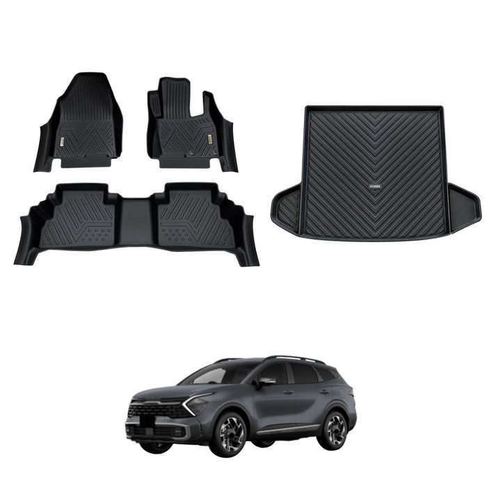 AUSGO Floor Mats & Boot Liner Set for KIA Sportage Petrol S/SX NQ5 2021-2025 Car Floor Liners Cargo Mat