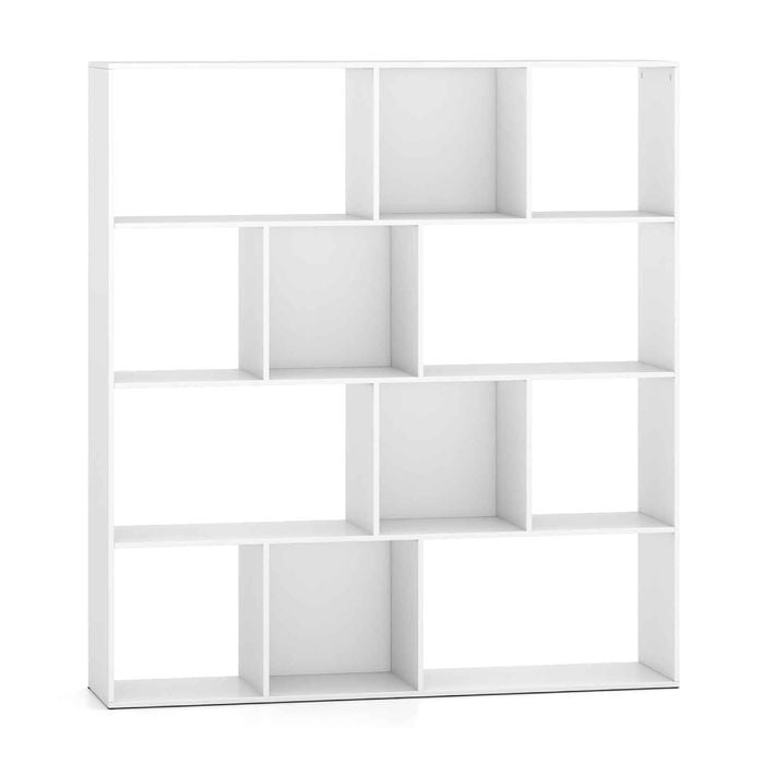 Costway 4-tier Bookcase Open Shelf Display Rack Bookshelf 12 Cube Unit