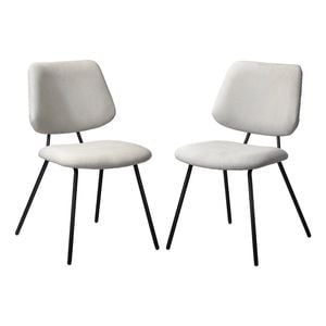 Oikiture 2x Dining Chair Vintage Retro Polyester Kitchen Padded Lounge White