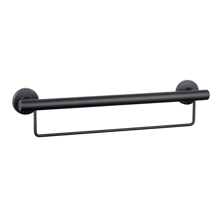 evekare 600mm Black Grab Rail With Towel Holder