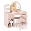 Costway Kids Vanity Set Princess Makeup Dressing Table Chair Set Pink