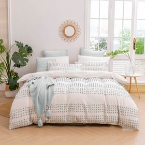 Dreamaker Clovelly Tufted Stripe Quilt Cover Set Seafoam Super King Bed