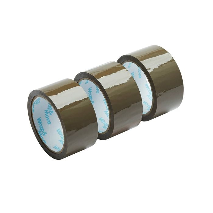 Wrap & Move 48mm x 50m Brown Packaging Tape - 3 Pack