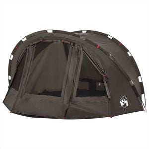 vidaXL Fishing Tent 4-Person Foldable Camping Shelter Canopy Brown Waterproof