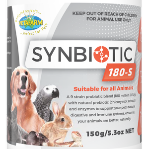 Vetafarm Synbiotic 180-S Probotics for Dogs Cats & Livestock 150g