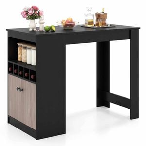 Costway 120cm Bar Table Kitchen Counter Dining Table Storage Cabinet Rack