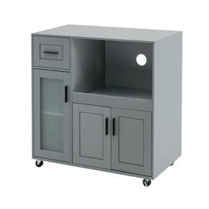 Costway Kitchen Island Trolley Mobile Buffet Sideboard W/adjustable Shelf Grey