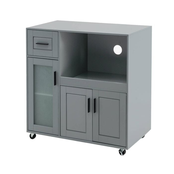 Costway Kitchen Island Trolley Mobile Buffet Sideboard W/adjustable Shelf Grey