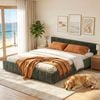 HOMFURN Queen Bed Frame Chenille Upholstered Platform Base, Green 300kg Support, No Box Spring Needed