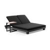 Santorini Aluminium Double Sun Lounge In Charcoal Side Table
