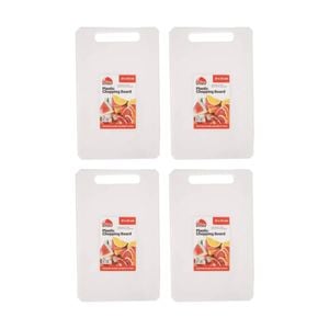 4PK Culinary Kitchen Plastic Rectangular Chopping Board 37x23cm White