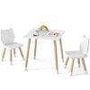 Costway Kids Table Chairs Set Kitten Activity Desk White