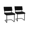 Mila Dining Chair (Set of 2) - Black Velvet Fabric Black Legs
