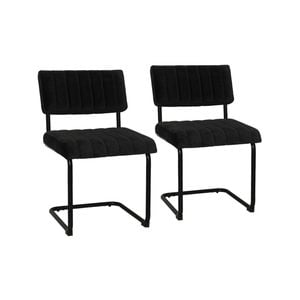 Mila Dining Chair (Set of 2) - Black Velvet Fabric Black Legs