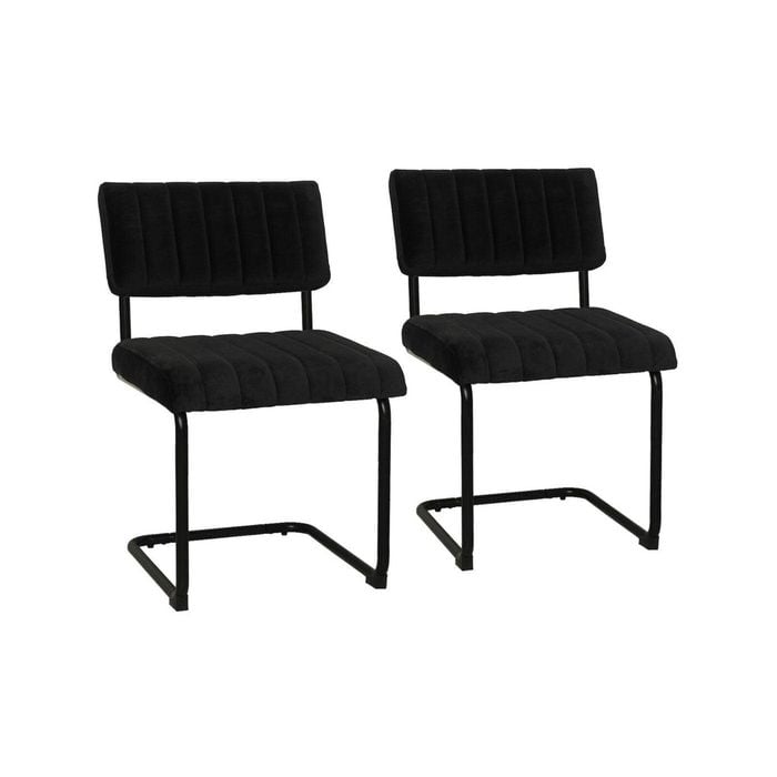 Mila Dining Chair (Set of 2) - Black Velvet Fabric Black Legs