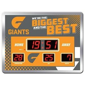 AFL LED Scoreboard Clock - Greater Western Sydney Giants - 45x33cm - Time Date
