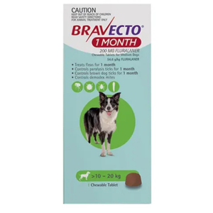 Bravecto Chew 1 Month For Medium Dogs (10-20kg) Green - 1 Pack