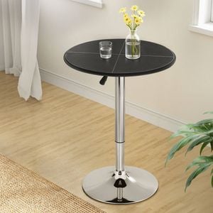 HOMFURN 360 degree Swivel Bar Table, 62cm, Black PVC Leather Top