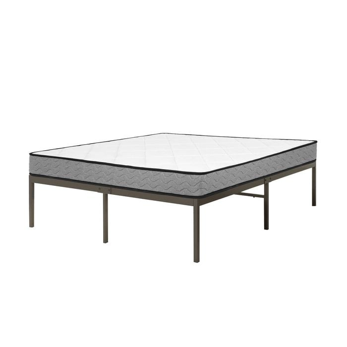 Advwin Double Size Metal Bed Frame and Double Mattress 25cm Grey