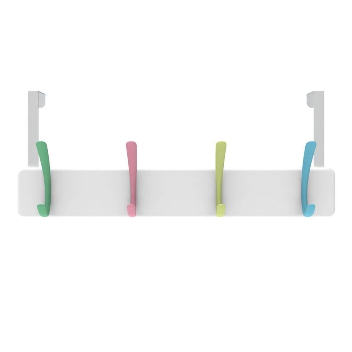 Mode 4 Pastel Hooks On White Board Over Door Hanger