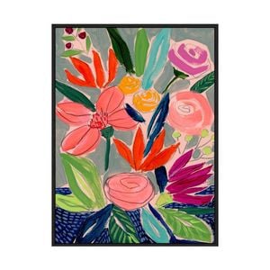Artey | Naive Neon Bouquet I - Framed Canvas - Black Frame - 45 x 60cm