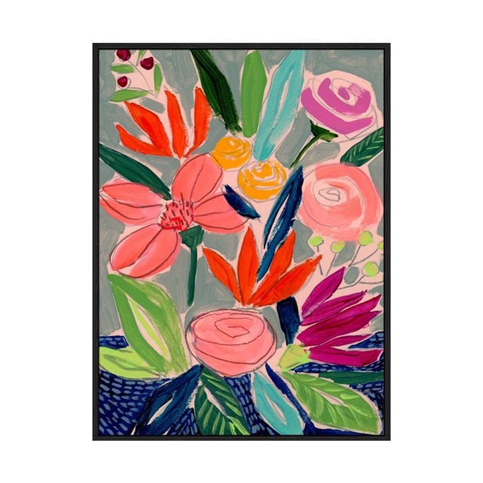 Artey | Naive Neon Bouquet I - Framed Canvas - Black Frame - 45 x 60cm