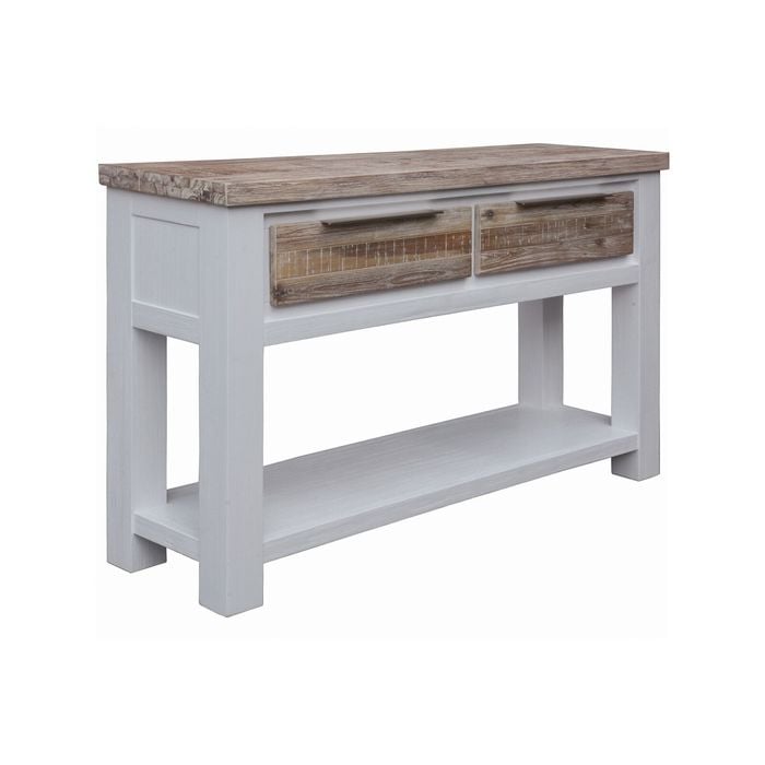 Plumeria Console Hallway Entry Table 130cm Solid Acacia Timber Wood -White Brush