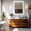 OAKORY 60x80cm Rectangular LED Bathroom Mirror Backlit Dimmable 3-Colour Light Anti-Fog Touch Control