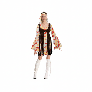 More Than Party Hippie Lady Costume With Fringe Vest And Headband M/L
