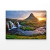 Waterfall & Mountain Sunset View Print 100% Australian Made 120x90cm (Stretched Canvas)