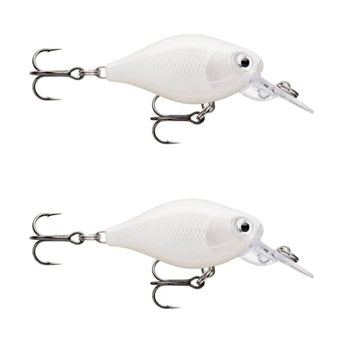 2x Rapala 3.5cm X Light Crank Mid Run Crankbait Fishing Lures - Pearl White