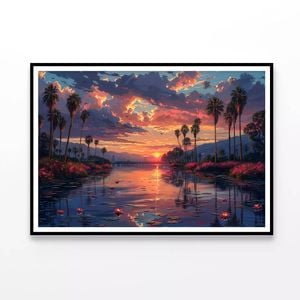 Lake, Trees and Flowers  Print 100% Australian Made 90x60cm  (Poster)