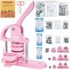 VEVOR 25x32x58mm Button Maker Machine Pink 3-in-1 Installation-Free Badge Punch Press Kit with 300pcs Parts