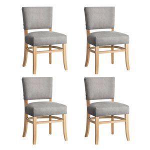 Oikiture 4x Dining Chairs Wooden Kitchen Seat Rubberwood Frame Accent Chair Grey