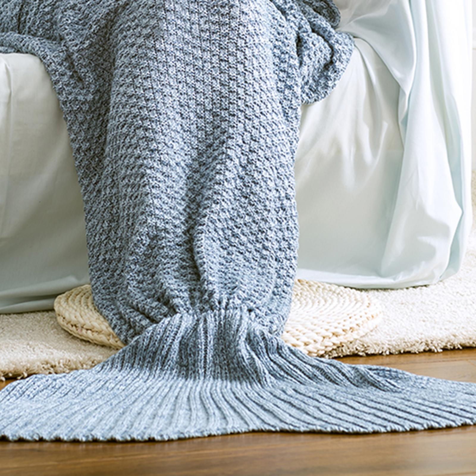 CottonMore 100 Cotton Knitted Mermaid Tail Blanket 140cm Light Blue Bunnings Australia