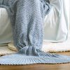 CottonMore 100% Cotton Knitted Mermaid Tail Blanket 140cm Light Blue