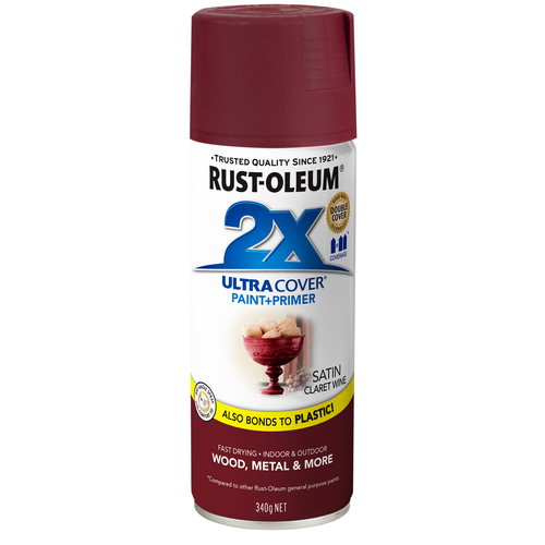 RustOleum 340g 2X Ultra Cover Satin Claret Wine Spray Paint Bunnings