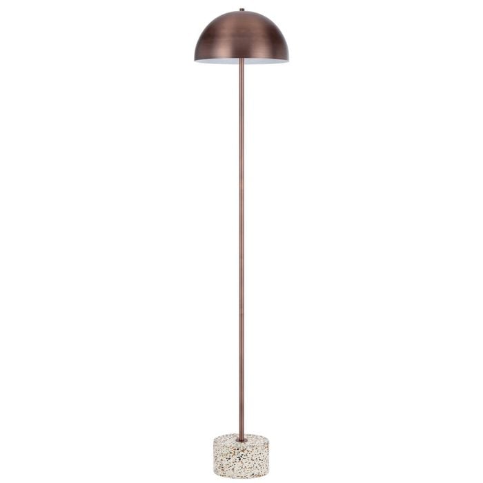 Telbix Domez Modern Standing Floor Lamp Light Foot Switch Metal Terrazzo Bronze White Terrazzo